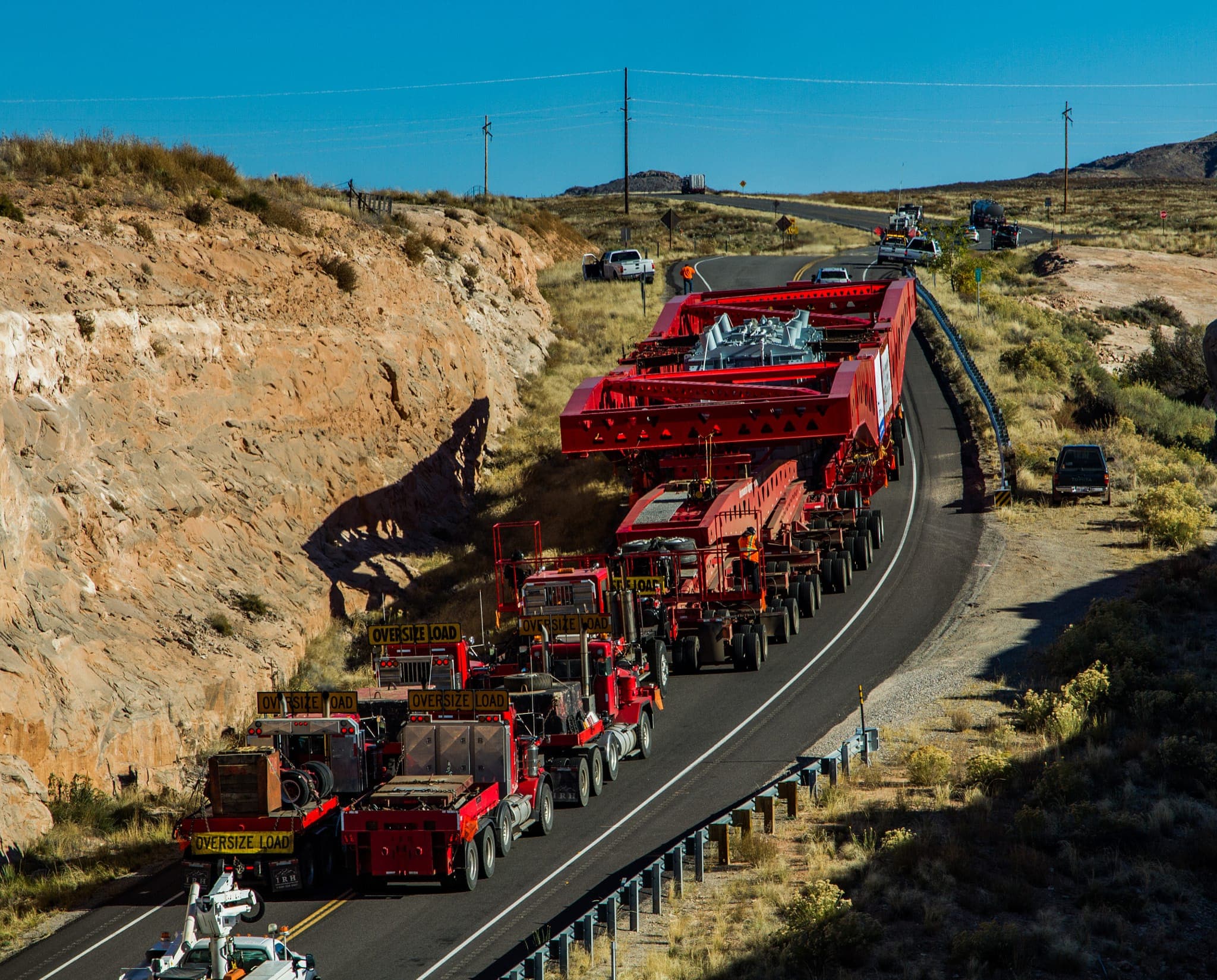 Large power transformer moved by heavy-haul road transport